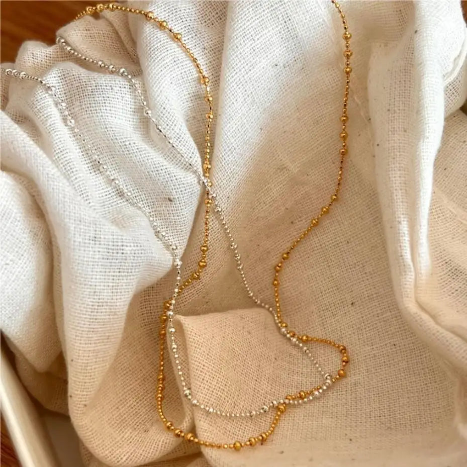 Ins 18K Gold Plated Irregular Beaded Necklace Dainty Minimalist 925 Sterling Silver Necklaces Wholesale