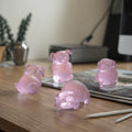 2025 Polished Fashion Trend Decorative Lovely Mini Happy Pig Family Crystal Sculptures for Valentine's Day Collectible Art Gift