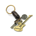 Vintage Music Lovers Gift Handmade Antique Gold Plated Guitar Keychain Accessories