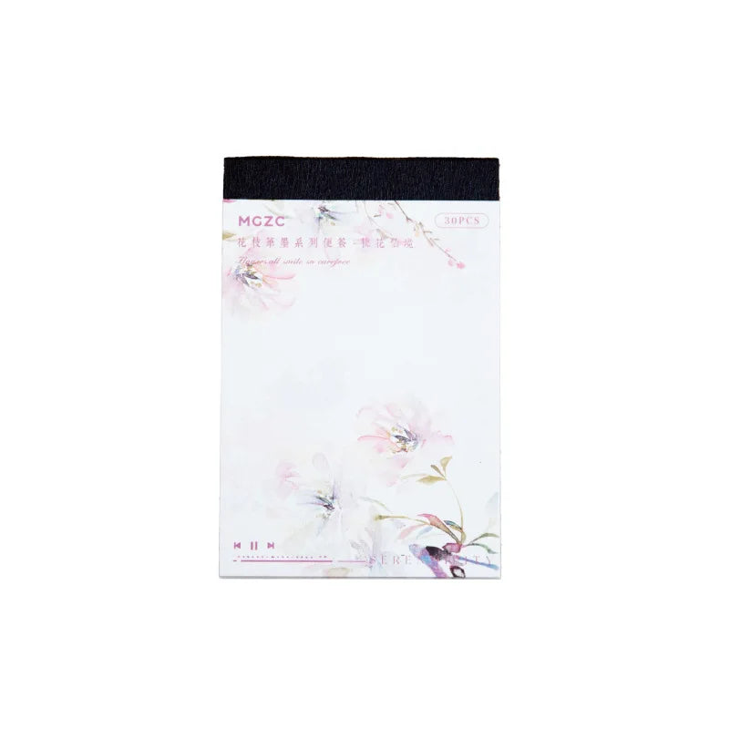 30 Pieces/pack  Note Flower Branch Pen Ink Series Flower Breeze Journal Decorative Source Material Note Into 5 Types