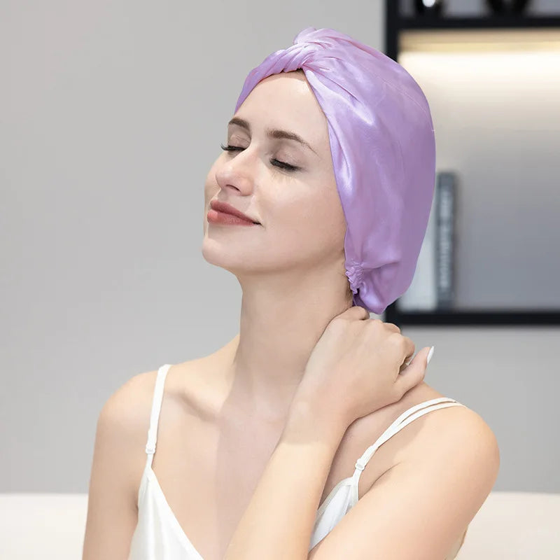 Hair Care and Eye Health With 100% Mulberry Silk Anti-Frizz Sleeping Hat Solid Color Elastic Strap Skin-Friendly Features