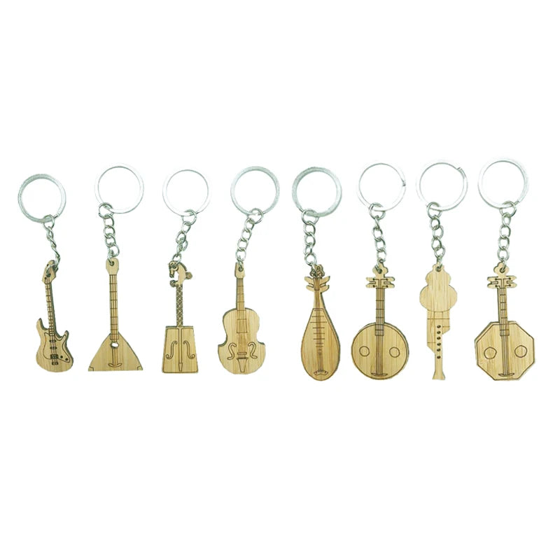 Custom Carved Bamboo Wooden Keychain with Laser Logo Unique Wood Keyring