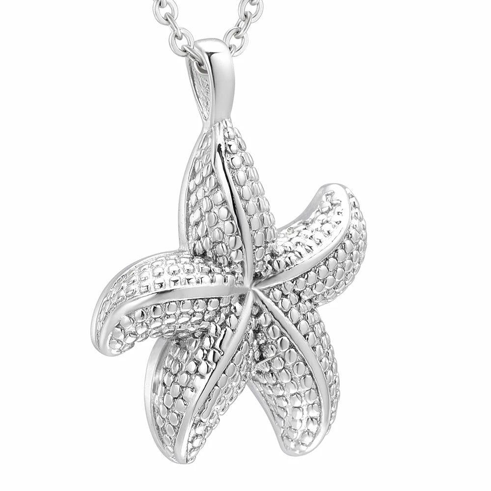 Starfish Christian Religious Cremation Pendant Ashes Keepsake Stainless Steel Pet Memorial Holder Jewel Necklace Beach Lover Sea