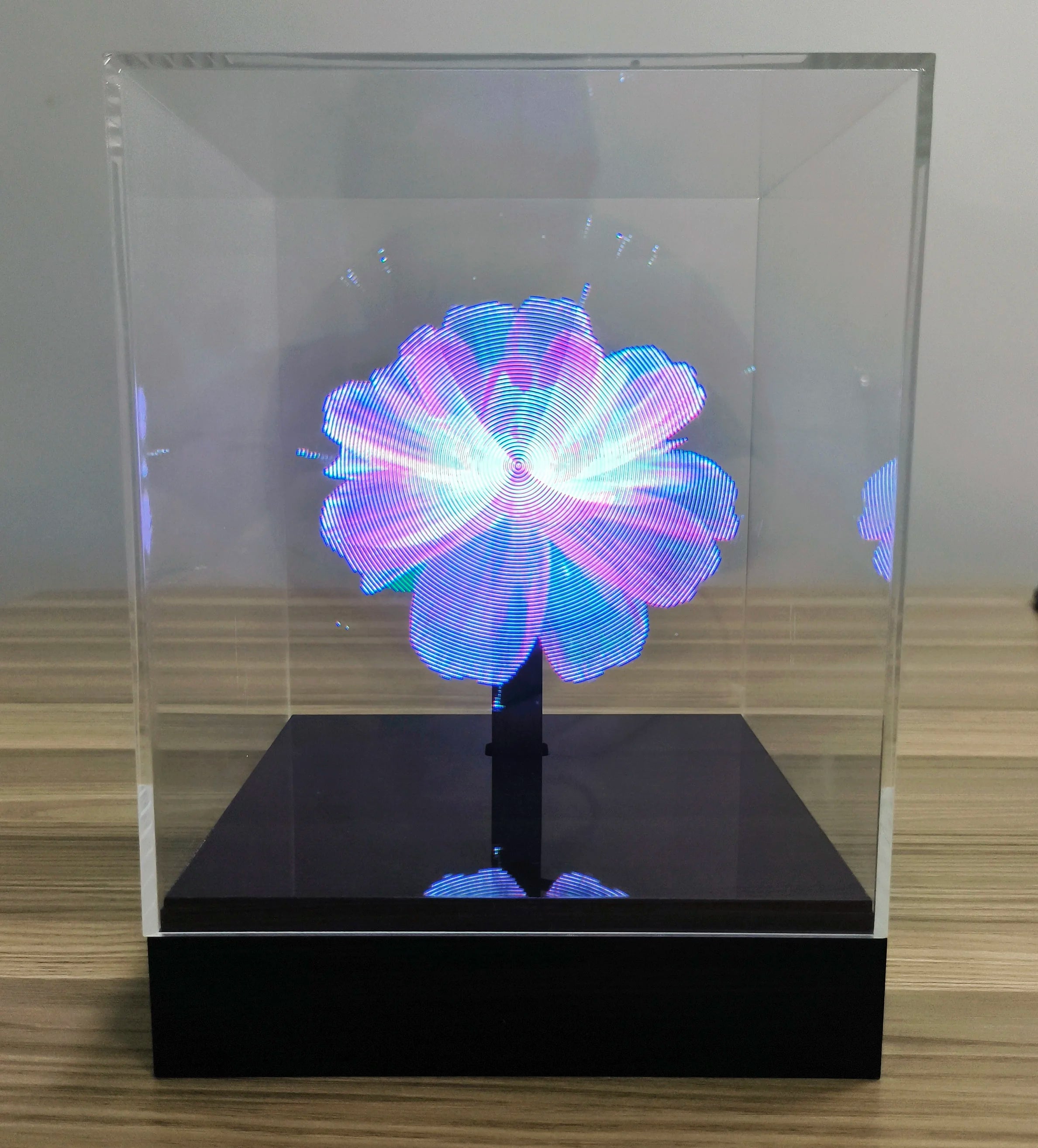Tabletop Mobile App Control 14cm 3D Hologram 128pcs High Brightness LED 3D Hologram Fan Advertising Display Projector