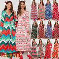Latest Leisure Plaid Printed Moose Snow Lace up Belt V Neck Long Sleeve Christmas Dresses for Women