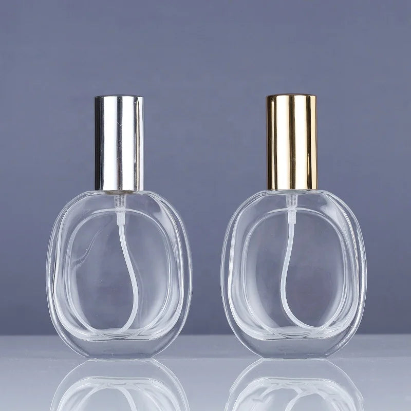 Luxury 50ml Clear Glass Perfume Bottles Custom Refillable with Pump Atomizer Luxury Empty Spray