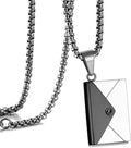 Fashion Jewelry Stainless Steel Engraved Letter Locket Pendant Women Necklaces Two Part Envelope Nameplate Necklace