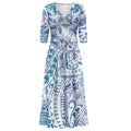 Blue Samoan Puletasi V-neck Casual Dresses Island Maxi Dress Elegant Polynesian Tribal Dress Custom Plus Size Women's Clothing