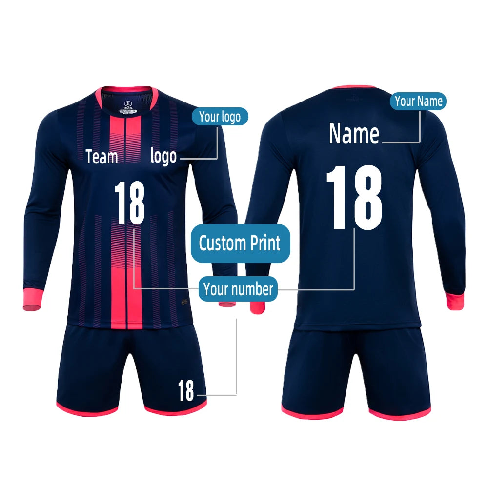Custom logo Quick Drying Breathable Football & Soccer Running Tracksuit Long Sleeve Football Clothes Soccer Jersey