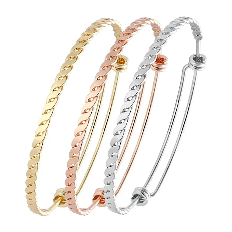 Wholesale Stainless Steel Gold Bangles Twisted Bracelet