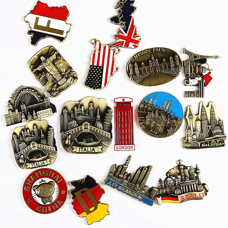 Fridge Magnets Decorative Souvenirs France UK Germany USA New York India Metal Souvenir Fridge Magnet