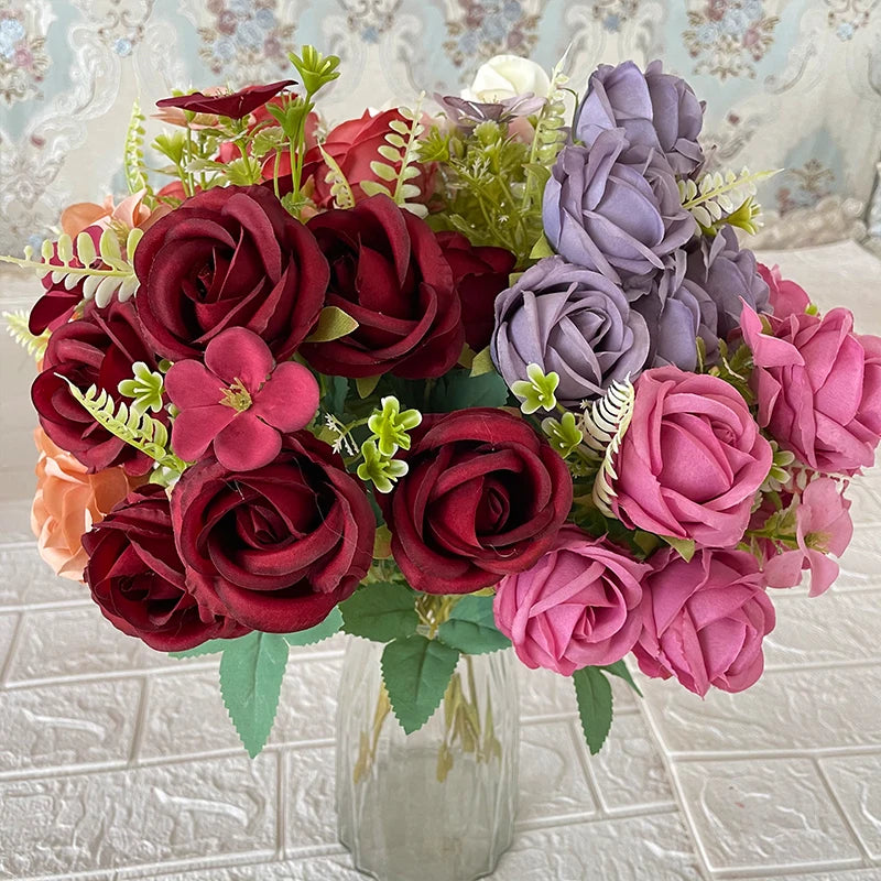 Cheap Wholesale Artificial Flowers 7 Head Tulip Rose Dekoration Artificial Flower