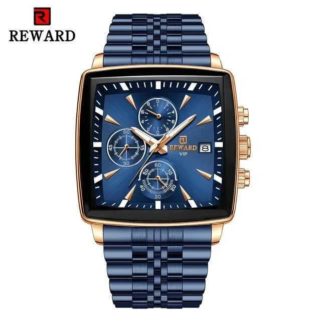 REWARD 81100 Men's Watch Luxury Fashion Quartz Watch for Men with Chronograph Date Luminous Hands Male Waterproof Wristwatch