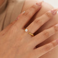 Korean Stainless Steel 18K Gold Plated Vintage Geometric Square Shape Pearls Women Rings for Birthday Gift