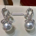 E580 8-9mm DIY Natural  Freshwater Pearl Charm Earrings Mounting Accessory 925 Sterling Silver Gold Plated  Jewelry for Women
