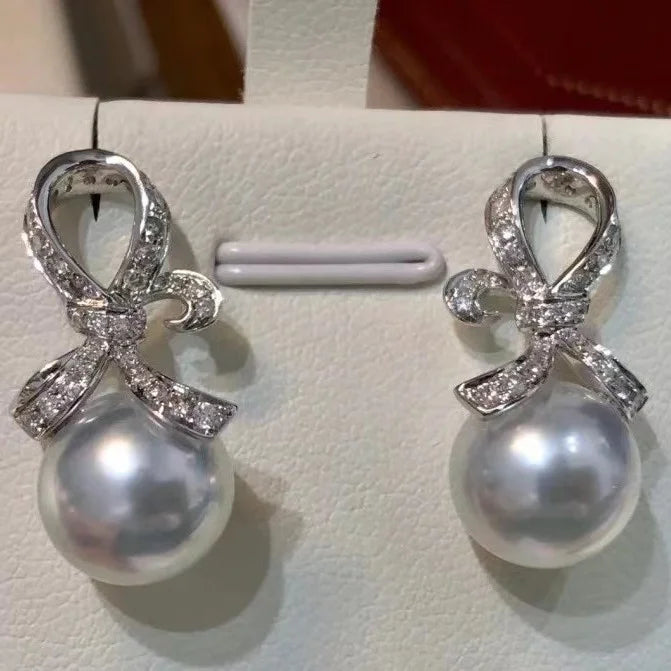 E580 8-9mm DIY Natural  Freshwater Pearl Charm Earrings Mounting Accessory 925 Sterling Silver Gold Plated  Jewelry for Women