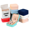 Wholesale Custom Logo Small Square  PU Leather Necklace Earrings Ring Travel Case Organizer Jewelry Box for Gifts