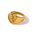 JINYOU 860 Fashion 18K Gold Plated Metal Ring Women Waterproof Stainless Steel Heart Angel Ring Jewelry