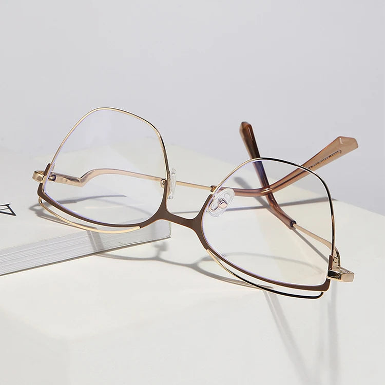China Lentes De Sol Slim Fashion Female Cat Eye Metal Glasses Frame Optical Eyeglasses Eyewear Frames Spectacle Lens Protector