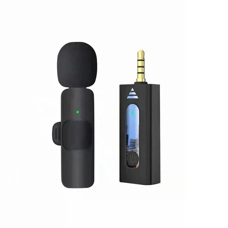 Wireless Microphone Outdoor Lapel Clip on 3.5mm Audio for Camera Sound Card