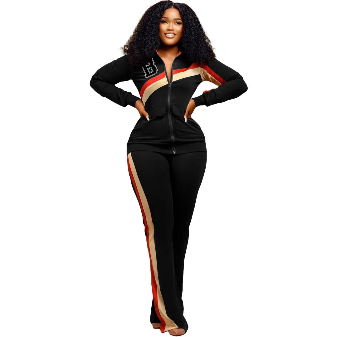 Women's Casual Two-Piece Jogger Set Ladies Sports Wear with Lace Decoration for Dropshipping Women's Clothing Vendors