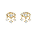 925 Sterling Silver Zircon Eye Stud Tassel Earrings Rhodium Plated