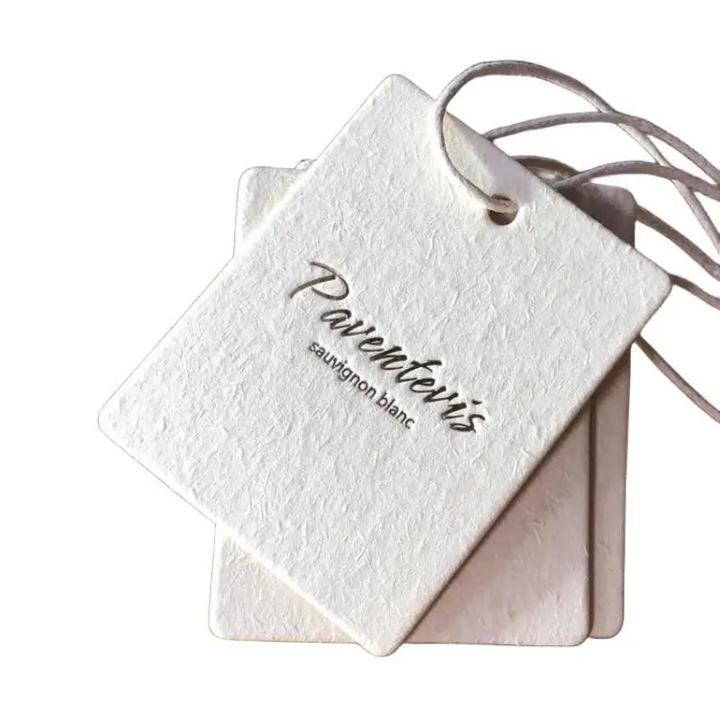 Luxury Custom Printed Embossed Recycled Cardboard Paper Material Special Garment Labels for Clothing Brand Name Logo Bags Shoes