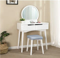 Hot Selling Solid Wood Makeup Table with Round Mirror Simple Dressing Table