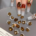 Nail Art Spring /Summer New  Style Finished Products Stacked Diamond Inlaid Diamond Caramel Color Diamond Nail Art Decoration