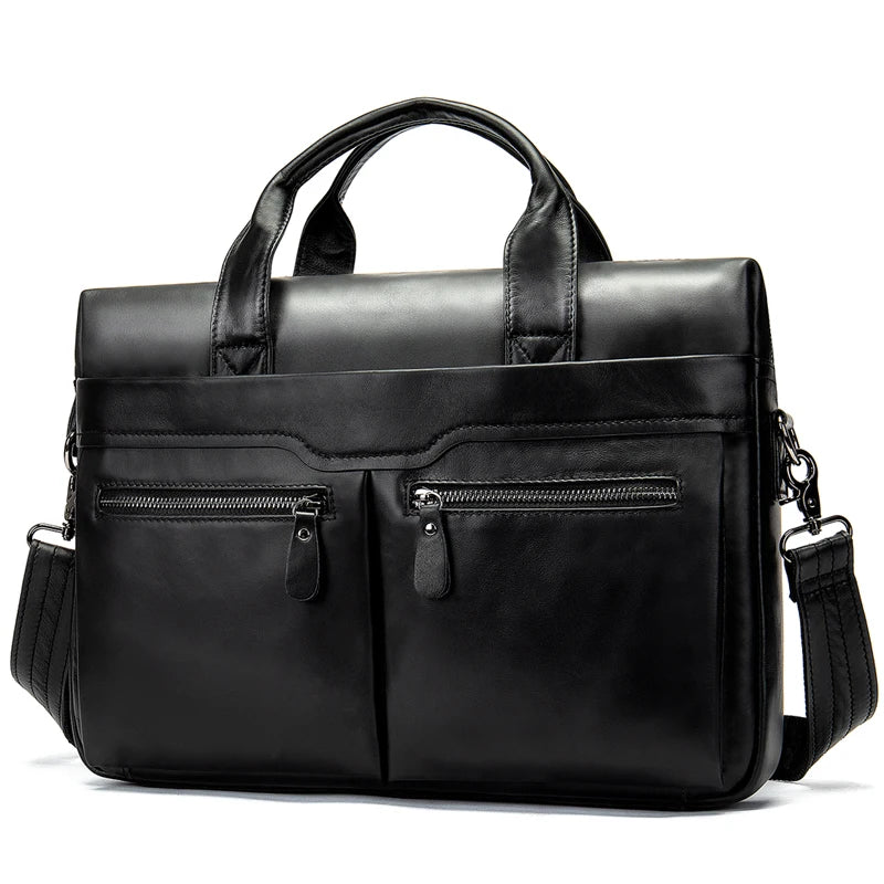 2023 New Designer Quality Genuine Leather Mens Large Capacity Handbag Laptop Bag Computer Briefcase with Many Pockets