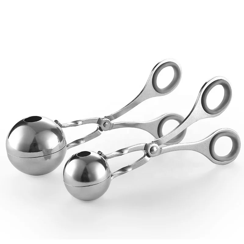 Practical Stainless Steel 304 Meatball Maker Kitchen Gadget with Protective Silicone Fingers Rings for Home Use