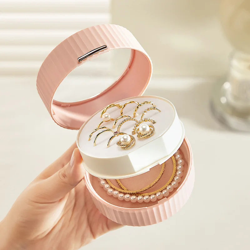 New Design Portable Handmade Round Plastic Jewelry Box with Magnetic Buckle for Earrings Storage