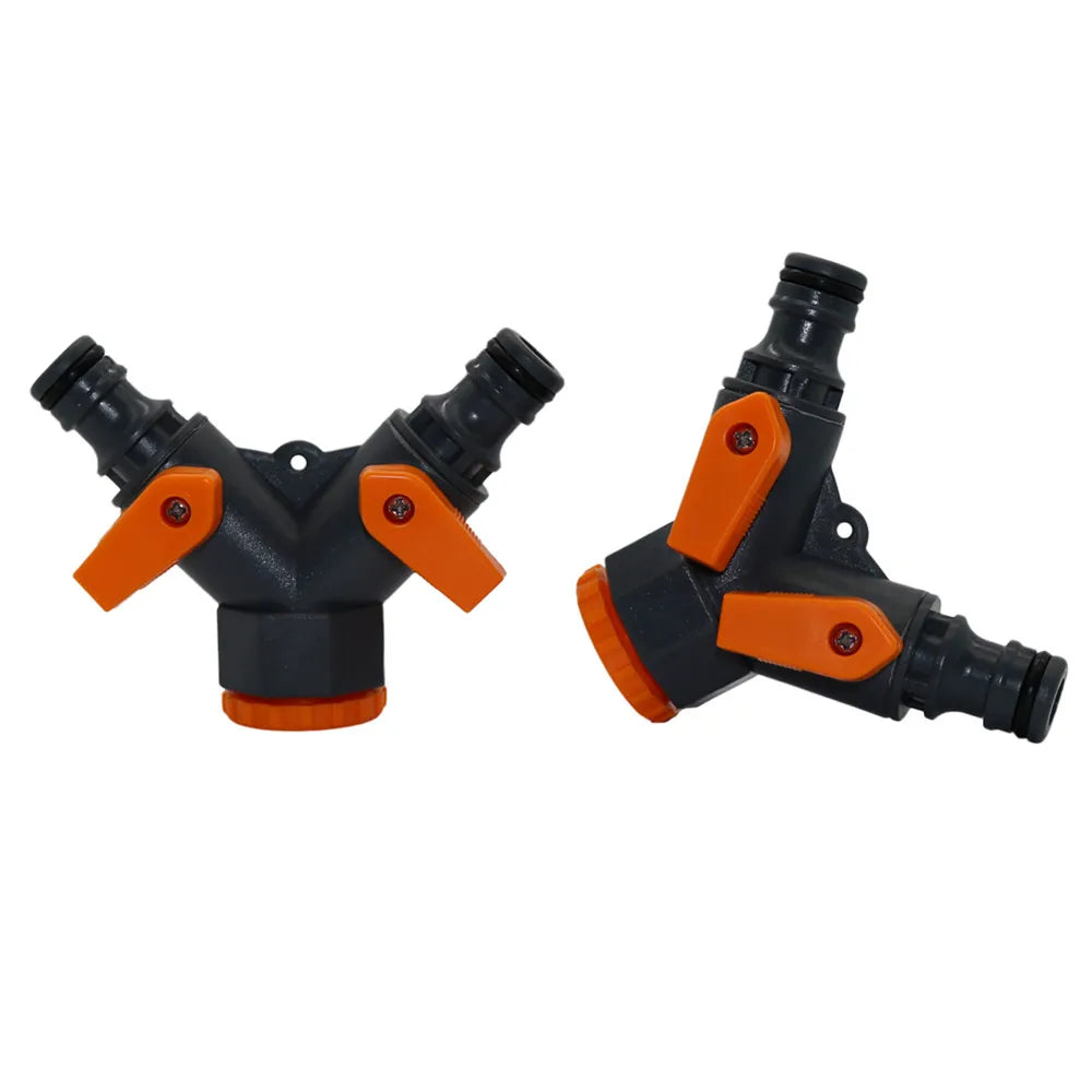 Plastic Hose Splitter 2 Way 1/2 3/4 Inch Female Thread Garden Hose Connector Water Tap Adapter with Valve