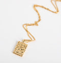 Dainty Jewelry Hammered Necklaces 18k Gold Plated Stainless Steel Texture Square Necklaces for Gift