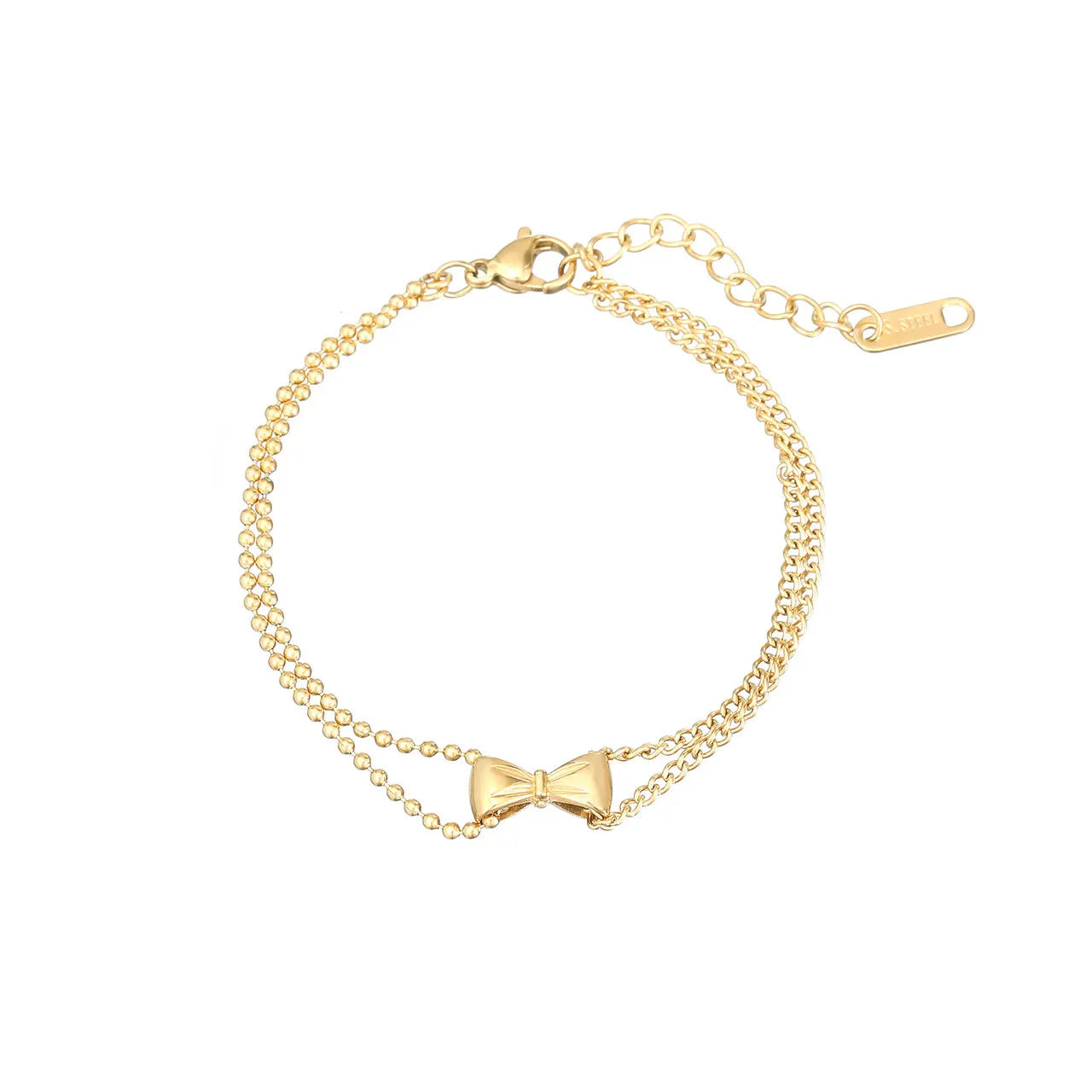 Stainless Steel Bow Double Layered Bracelet Wholesale Fashion Irregular Adjustable Bracelets for Girl Luxury Jewelry