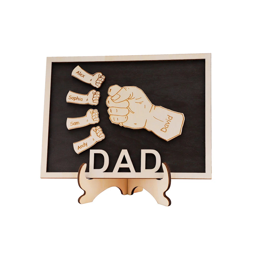 Custom Family Names Fist Wood Craft 15X19.8Cm Table Decor Home Decorative Accessories Wood Arts and Crafts