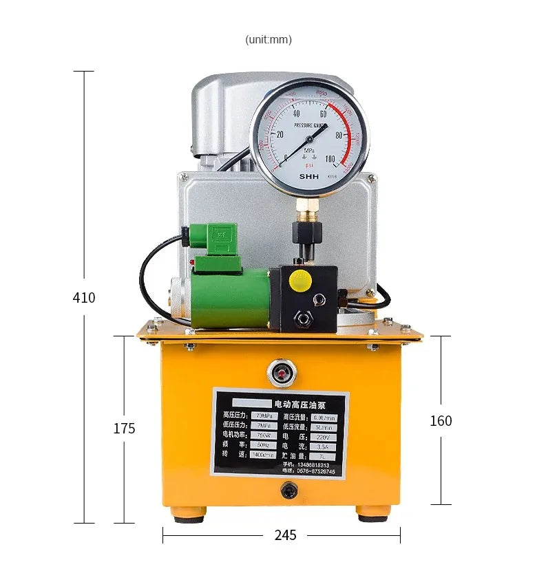 Electric Hydraulic Pump 750W  Ultra High Pressure Electric Pump Hydraulic Oil Station High Pressure 700Mpa Oil Pump