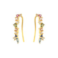 Dainty 18k Gold Plated 925 Sterling Silver Cz Gemstone Diamond Pave rainbow Clip Earrings Wholesale for Women