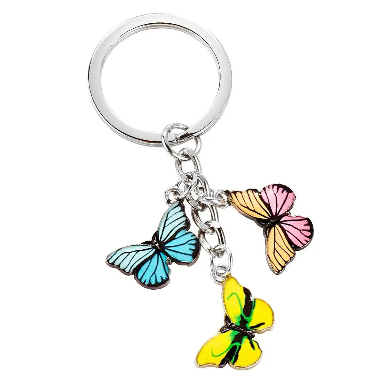Wholesale Fashion Women's Carabiner Keychain Accessories Jewelry Gifts Colorful Metal Soft Enamel Butterfly Insects Design