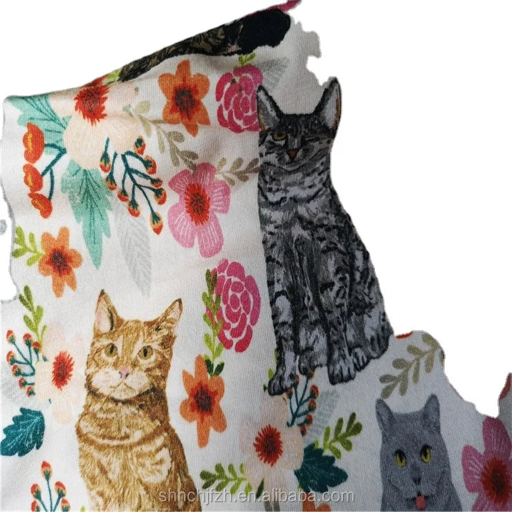 Organic Cotton Custom Screen Printing Fabric Customized Reactive Print Organic Cotton Jersey Knitted Fabric
