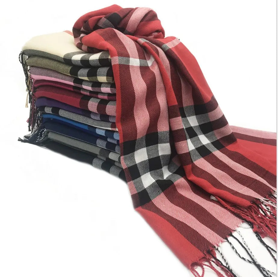 Women's Long Knit and Beanie Pashmina Scarf Shawl in Polyester for Autumn and Spring for Adults and Muslims