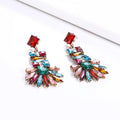Luxury Colorful Zircon Square Water Drop Earrings Long Rhinestone Crystal Geometric Earrings Dangling