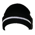 Newly Released Wholesale Reflective Stripes Knitted Beanie Hat for Outdoor Sports Winter with Custom Logo and Cartoon Pattern