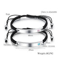 Hot Selling Custom Name Logo Friendship Handmade Woven Rope Adjustable Stainless Steel Zircon Charm Geometric Design Bracelet