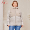 Wholesale Spring Coat Short Warm Patchwork With Hooded Zipper Cuff Detachable Jacket Casual Winter Clothes for Women