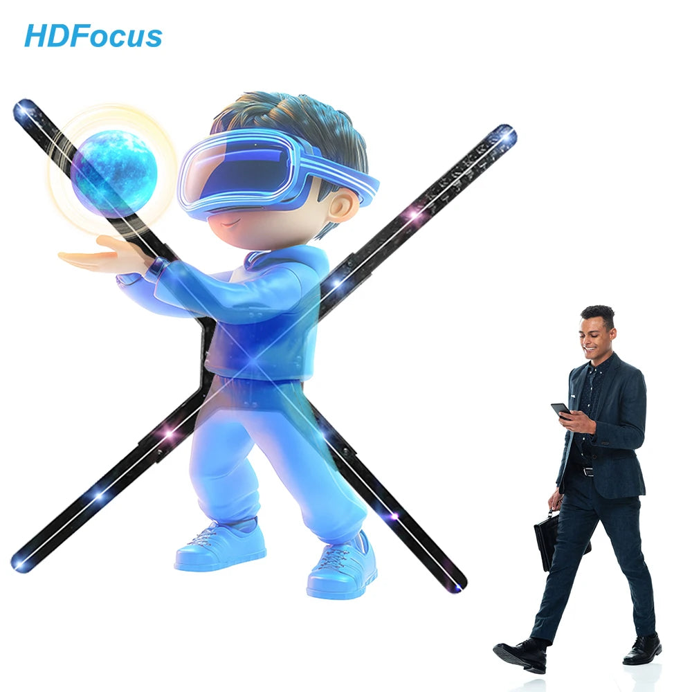 75CM 3D Holographic Fan Display for Indoor Advertising - LED Hologram Projector with Floating Visual Effects