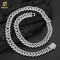 Hip Hop 12mm Diamond Prong Cuban Link Chain White Gold Cuban Chain Necklace Jewelry for Men Women