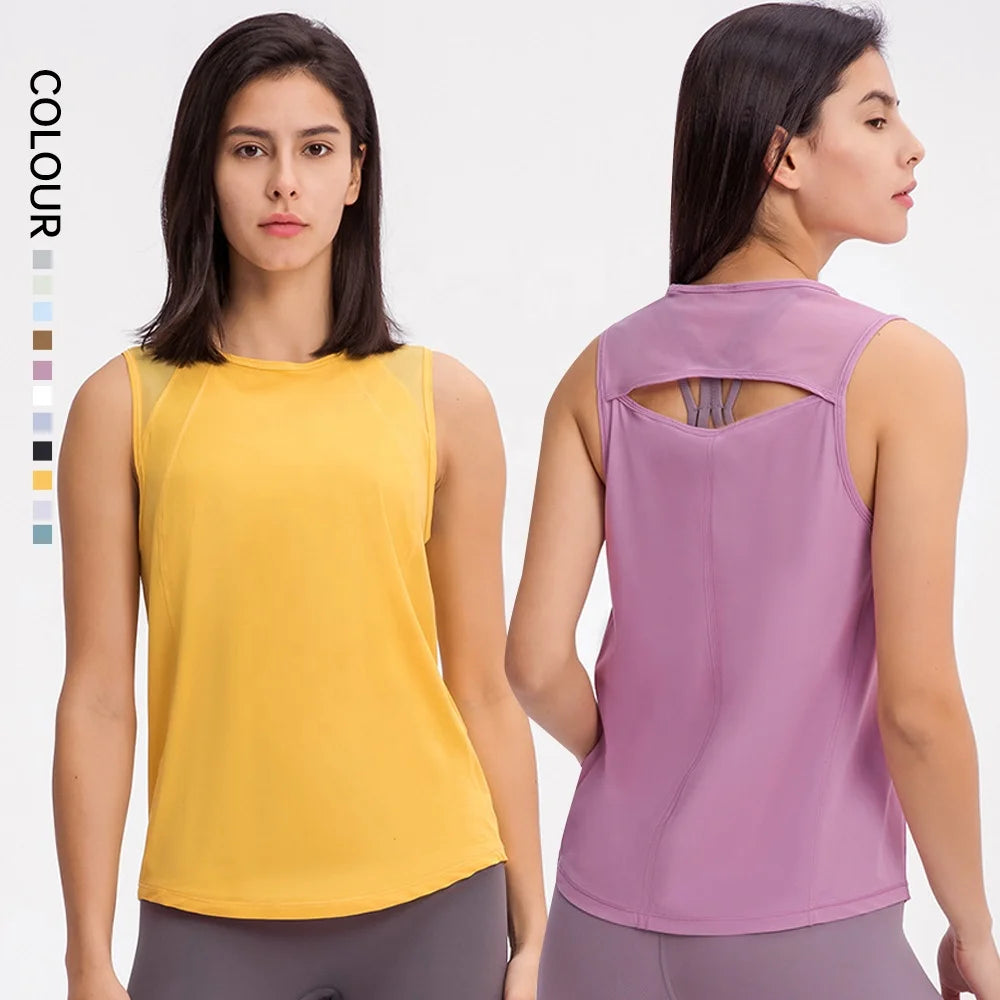 SHINBENE Women's Lightweight Summer Sleeveless Gym Top Plus Size Back Open Tank Top Breathable Hip Length Shirts