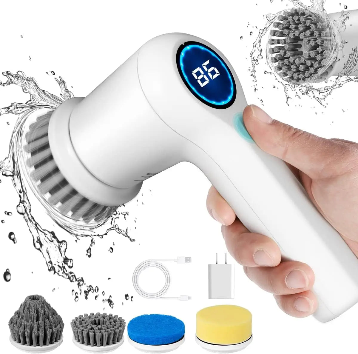 Automatic Spin Scrubber Wireless USB Rechargeable Kitchen Bathtub Tile Cleaning Dishwashing Brush Electric Cleaning Brush