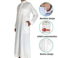 Wholesale Long Sleeve Middle East Saudi Arab Kaftan Islamic Abaya Dubai Robes Muslim Jubbah Men White Thobe